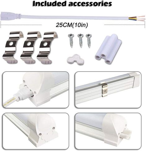 مصباح LED متكامل على شكل 4FT 36 وات، مكافئ 80 وات، غطاء شفاف لإضاءة متجر T8، أبيض بارد 6000 ك، AC85-265V، حزمة مصابيح باب تبريد LED مكونة من 25 قطعة in Kuwait