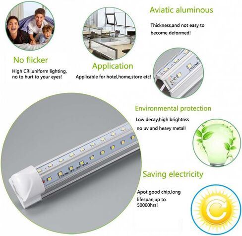 مصباح LED متكامل على شكل 4FT 36 وات، مكافئ 80 وات، غطاء شفاف لإضاءة متجر T8، أبيض بارد 6000 ك، AC85-265V، حزمة مصابيح باب تبريد LED مكونة من 25 قطعة in Kuwait