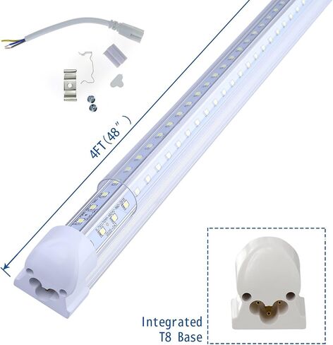 مصباح LED متكامل على شكل 4FT 36 وات، مكافئ 80 وات، غطاء شفاف لإضاءة متجر T8، أبيض بارد 6000 ك، AC85-265V، حزمة مصابيح باب تبريد LED مكونة من 25 قطعة in Kuwait