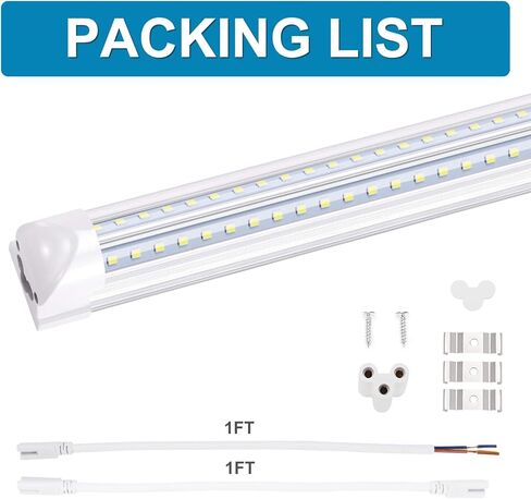 V Shape Integrated LED Tube Light,8 Foot Linkable Shop Lights 72W 7200LM, AC85-277V, SMD2835 Clear Cover, Cool White 6000K, LED Cooler Door Lights 25 Pack in Saudi Arabia