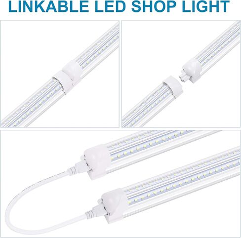V Shape Integrated LED Tube Light,8 Foot Linkable Shop Lights 72W 7200LM, AC85-277V, SMD2835 Clear Cover, Cool White 6000K, LED Cooler Door Lights 25 Pack in Saudi Arabia