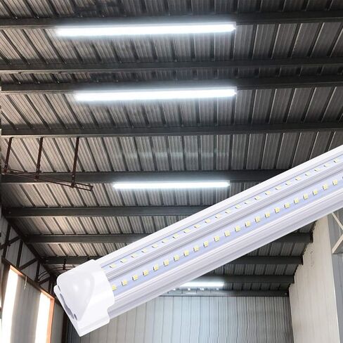 V Shape Integrated LED Tube Light,8 Foot Linkable Shop Lights 72W 7200LM, AC85-277V, SMD2835 Clear Cover, Cool White 6000K, LED Cooler Door Lights 25 Pack in Saudi Arabia