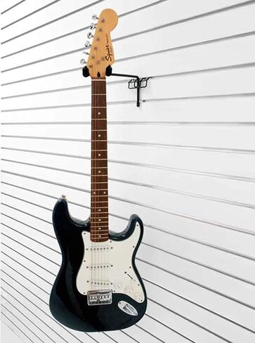 Padded Metal Economy Right Facing Fixed Angle Guitar Hanger with 9 inch Stem – Slatwall and Pegboard Mount Display – Acoustic and Electric Guitar Holder (Quantity 5) (5, Black) in Kuwait