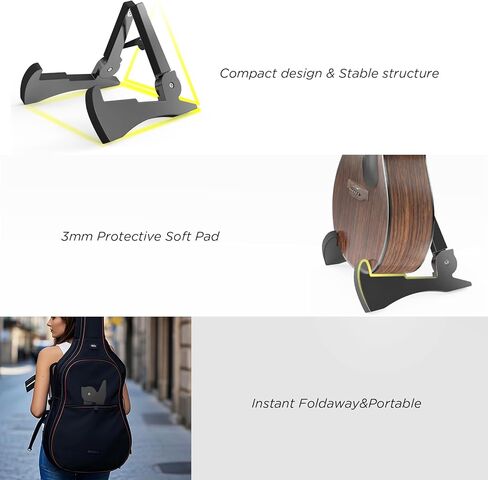 DIDA Portable Travel Guitar Stand, Lightweight Stable A- Frame Plastic Guitar Stand Holder for Acoustic, Electric Guitars, Ukulele, Foldable Guitar Stand Floor, Single Guitar Holder (Black) in Saudi Arabia