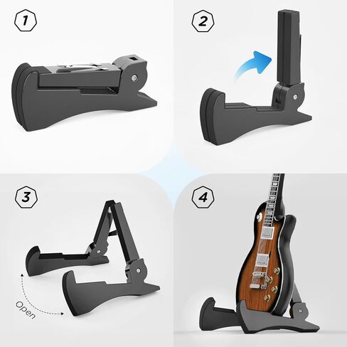 DIDA Portable Travel Guitar Stand, Lightweight Stable A- Frame Plastic Guitar Stand Holder for Acoustic, Electric Guitars, Ukulele, Foldable Guitar Stand Floor, Single Guitar Holder (Black) in Saudi Arabia