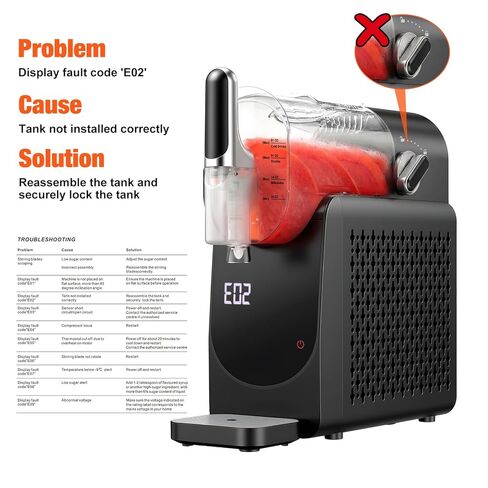 آلة Slushie لا تحتاج إلى ثلج، تنظيف تلقائي، آلة Slushy للمنزل، صانع مشروبات مجمدة سريعة 220 وات مع 6 برامج معدة مسبقًا للمارجريتا والفرابيه ومخفوق الحليب والمزيد، شاشة LED، أسود، 88oz in Kuwait