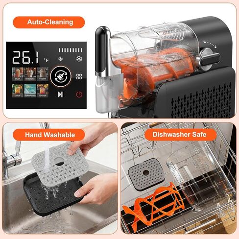 آلة Slushie لا تحتاج إلى ثلج، تنظيف تلقائي، آلة Slushy للمنزل، صانع مشروبات مجمدة سريعة 220 وات مع 6 برامج معدة مسبقًا للمارجريتا والفرابيه ومخفوق الحليب والمزيد، شاشة LED، أسود، 88oz in Kuwait