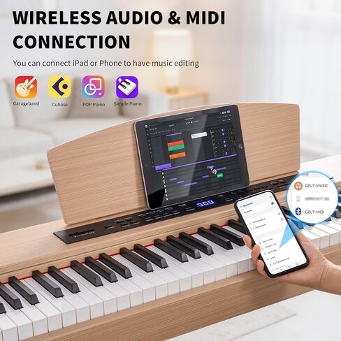 AiJoy مطرقة لوحة مفاتيح البيانو الرقمية مرجحة 88 مفتاحًا، بيانو كهربائي كامل الحجم للمبتدئين، مع شاشة LCD ودواسة ثلاثية، يدعم USB-MIDI/الاتصال اللاسلكي، ADP-50 in Kuwait