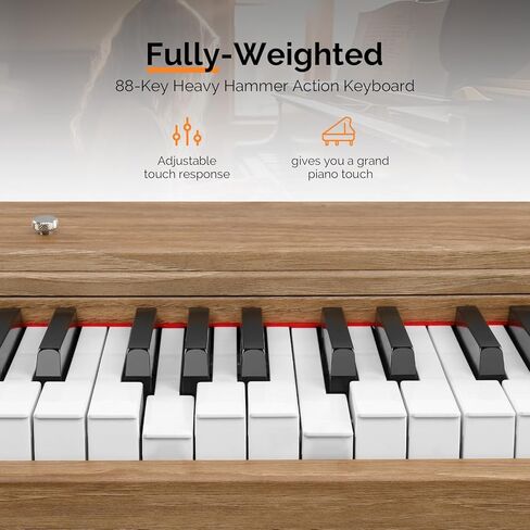 GLARRY Digital Piano Keyboard, 88 keys Full Weighted Electric Piano, Heavy Hammer Action Keyboard with 3 Pedals for Beginner, Bluetooth, Power Supply, 2 Speakers (Burlywood) in Kuwait