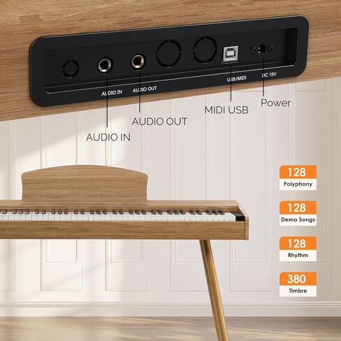 GLARRY Digital Piano Keyboard, 88 keys Full Weighted Electric Piano, Heavy Hammer Action Keyboard with 3 Pedals for Beginner, Bluetooth, Power Supply, 2 Speakers (Burlywood) in Kuwait