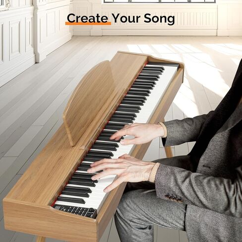 GLARRY Digital Piano Keyboard, 88 keys Full Weighted Electric Piano, Heavy Hammer Action Keyboard with 3 Pedals for Beginner, Bluetooth, Power Supply, 2 Speakers (Burlywood) in Kuwait