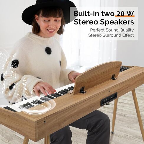 GLARRY Digital Piano Keyboard, 88 keys Full Weighted Electric Piano, Heavy Hammer Action Keyboard with 3 Pedals for Beginner, Bluetooth, Power Supply, 2 Speakers (Burlywood) in Kuwait