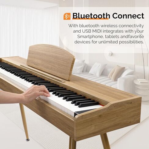 GLARRY Digital Piano Keyboard, 88 keys Full Weighted Electric Piano, Heavy Hammer Action Keyboard with 3 Pedals for Beginner, Bluetooth, Power Supply, 2 Speakers (Burlywood) in Kuwait