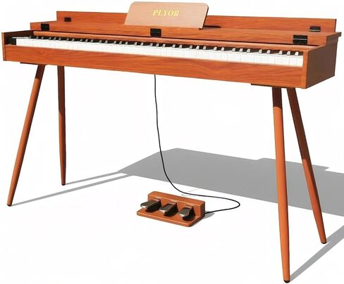 لوحة مفاتيح بيانو رقمية مكونة من 88 مفتاحًا مع حامل و3 دواسات، بيانو كهربائي كامل للوحة المفاتيح للمبتدئين، بيانو رقمي منزلي بخاصية المطرقة مع وضع المكتب، مقبس سماعة الرأس، USB-MIDI، بني in Kuwait