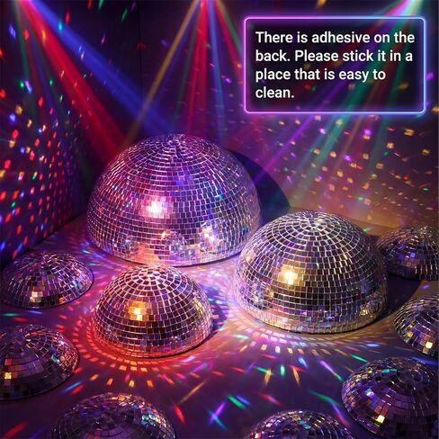 3 Pack Disco Ball Wall Decor 8/6/4 Inch 3D Half-Disco Ball Reflective Mirror Wall Art Self-Adhesive Aesthetic 70s 80s Sparkling Funky Party Decorations for Home Bedroom Birthday, Silver in Kuwait