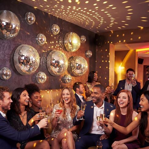 3 Pack Disco Ball Wall Decor 8/6/4 Inch 3D Half-Disco Ball Reflective Mirror Wall Art Self-Adhesive Aesthetic 70s 80s Sparkling Funky Party Decorations for Home Bedroom Birthday, Silver in Kuwait