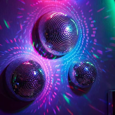 3 Pack Disco Ball Wall Decor 8/6/4 Inch 3D Half-Disco Ball Reflective Mirror Wall Art Self-Adhesive Aesthetic 70s 80s Sparkling Funky Party Decorations for Home Bedroom Birthday, Silver in Kuwait