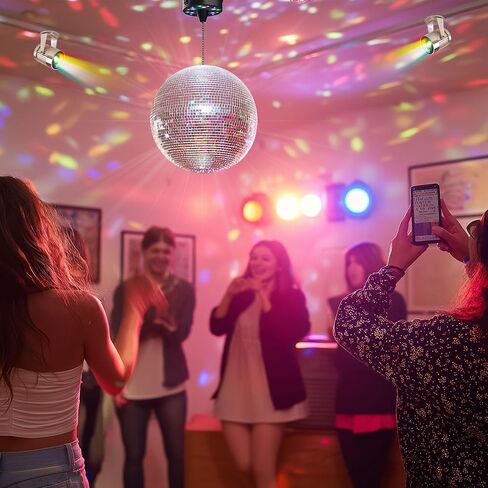 Yescom 12" Large Disco Ball with Motor and Lights 6RPM Rotator & 2PCS 3W RGB Spotlights for 70s 80s Party DJ Bands Dance Club Bar Wedding Event Studio Holiday Decor in Saudi Arabia