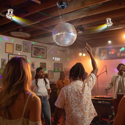 Yescom 12" Large Disco Ball with Motor and Lights 6RPM Rotator & 2PCS 3W RGB Spotlights for 70s 80s Party DJ Bands Dance Club Bar Wedding Event Studio Holiday Decor in Saudi Arabia