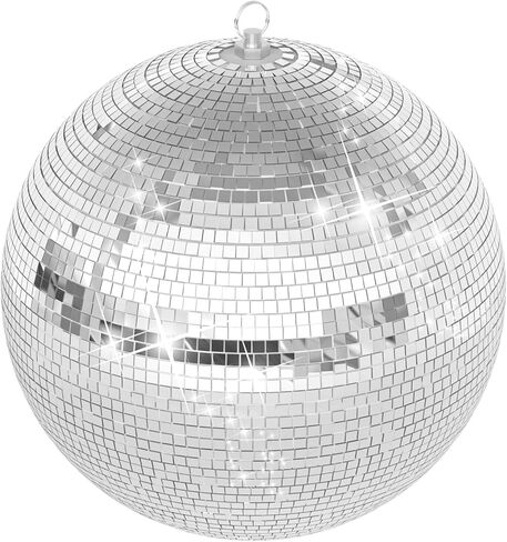 12/16/20 Inch Mirror Disco Ball - Hanging Glass Reflective Ball for Parties, Weddings & Home Decor (Golden/Pink, with Hanging Ring) (Gold 16in) in Saudi Arabia