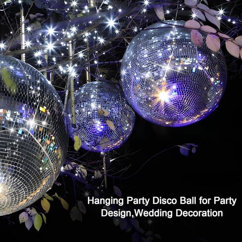 Large Silver Mirror Disco Ball, 12/16/20 Inches Hanging Design - Wedding Party Club DJ Stage Event Decoration (Silver, 20 Inches) in Saudi Arabia