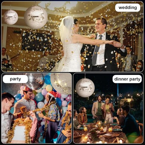 Large Silver Mirror Disco Ball, 12/16/20 Inches Hanging Design - Wedding Party Club DJ Stage Event Decoration (Silver, 20 Inches) in Saudi Arabia