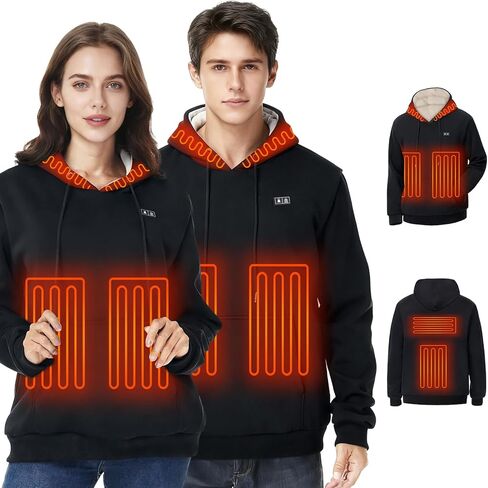 هوديي ساخن للرجال والنساء، بلوفر سويت شيرت دافئ مع 6 مناطق تسخين وحزمة بطارية 7.4 فولت in Kuwait