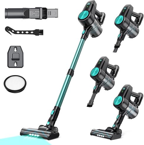 N3T Cordless Vacuum Pleaner ، فراغ عصا لاسلكي مع 40 دقيقة Runine ، وفرشاة ذاتية ، مضادة للتشمل ، مكنسة كهربائية خفيفة الوزن قابلة لإعادة الشحن للمنزل ، الأرضية الصلبة ، شعر الحيوانات الأليفة ، السجاد الأخضر in Kuwait