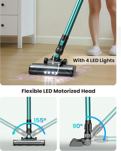 N3T Cordless Vacuum Pleaner ، فراغ عصا لاسلكي مع 40 دقيقة Runine ، وفرشاة ذاتية ، مضادة للتشمل ، مكنسة كهربائية خفيفة الوزن قابلة لإعادة الشحن للمنزل ، الأرضية الصلبة ، شعر الحيوانات الأليفة ، السجاد الأخضر in Kuwait