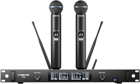 Phenyx Pro UHF Smart Wireless Microphone System, Dual Cordless Mics w/Auto Scan&Sync, Adaptive RF Power, Talkback Function, 2x100 Freq, 328 ft, Dynamic Microphones for Live Show, Event (PTI-2) in Saudi Arabia