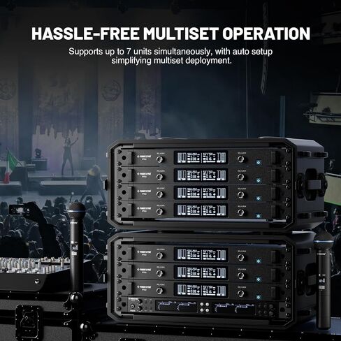 Phenyx Pro UHF Smart Wireless Microphone System, Dual Cordless Mics w/Auto Scan&Sync, Adaptive RF Power, Talkback Function, 2x100 Freq, 328 ft, Dynamic Microphones for Live Show, Event (PTI-2) in Saudi Arabia