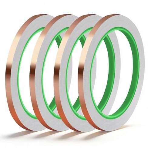 4 Pack Copper Tape, 1/4inch X 196.8FT Double-Sided Conductive Copper Foil Tape, Copper Tape Conductive Adhesive for EMI Shielding, Electrical Repairs, Guitars, Grounding, Craft Decorations in Kuwait