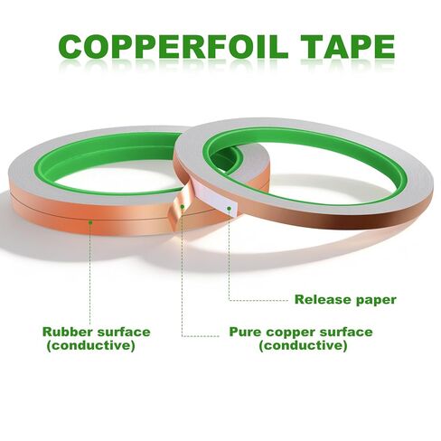 4 Pack Copper Tape, 1/4inch X 196.8FT Double-Sided Conductive Copper Foil Tape, Copper Tape Conductive Adhesive for EMI Shielding, Electrical Repairs, Guitars, Grounding, Craft Decorations in Kuwait
