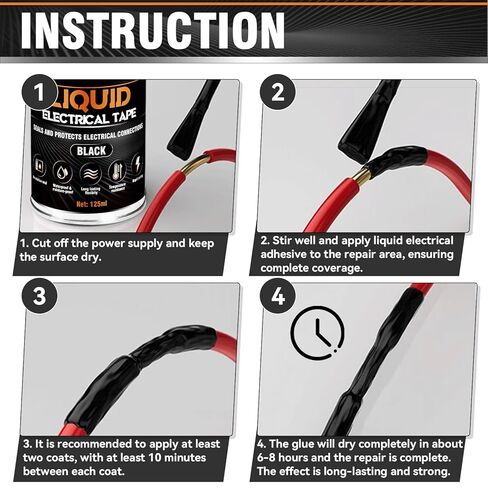 Liquid Electrical Tape - Waterproofing Insulating Electrical Glue, Quick-Drying Wire Glue, Temperature Resistant, Used for Outdoor Indoor Wires, Electronic Components & Electrical Equipment (125ml) in Kuwait