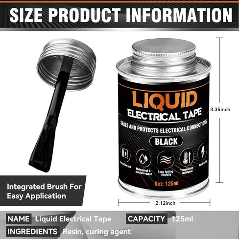Liquid Electrical Tape - Waterproofing Insulating Electrical Glue, Quick-Drying Wire Glue, Temperature Resistant, Used for Outdoor Indoor Wires, Electronic Components & Electrical Equipment (125ml) in Kuwait