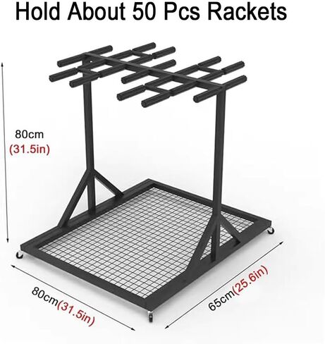 Portable Rolling Tennis & Badminton Racket Storage Rack Stand, Rolling Mobile Sports Equipments Cart, Ideal for Gyms, Schools & Clubs in Saudi Arabia