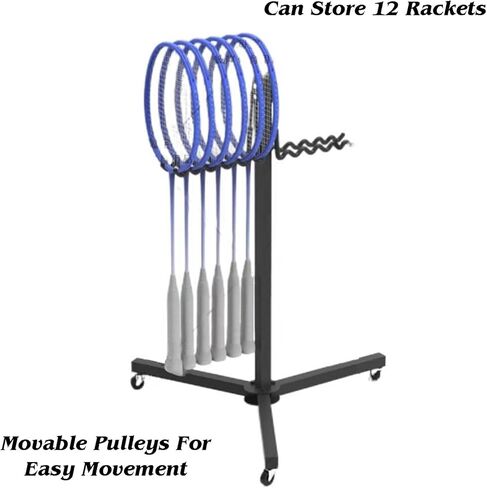 Sports Racket Storage Cart, Tennis Rack with 3 Wheels， Badminton Holder,for Stadium Field,Stable Structure in Saudi Arabia