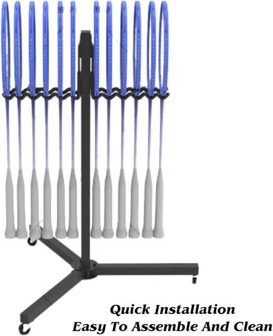 Sports Racket Storage Cart, Tennis Rack with 3 Wheels， Badminton Holder,for Stadium Field,Stable Structure in Saudi Arabia