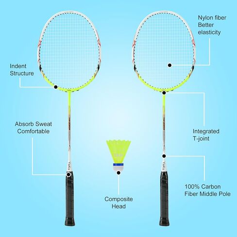 YAKS 3U Ful الكربون المهنية Uitra ضوء عالية المرونة الكبار طالب التدريب مضرب بدمنتون مجموعة نوع دائم in Kuwait