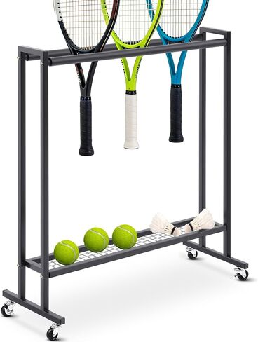 Gisafai Tennis Racket Storage Rack Large Capacity Steel Badminton Storage Organizer Holder with Wheels Tennis Racket Holder for Training Ground School Gym Club in Saudi Arabia