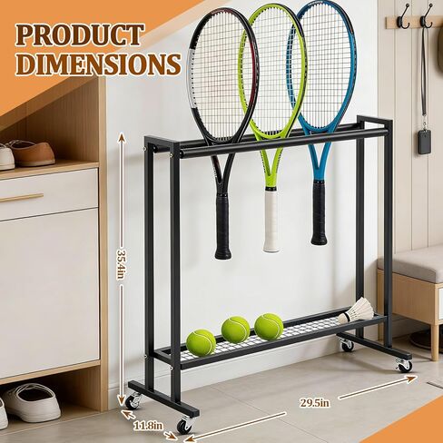 Gisafai Tennis Racket Storage Rack Large Capacity Steel Badminton Storage Organizer Holder with Wheels Tennis Racket Holder for Training Ground School Gym Club in Saudi Arabia