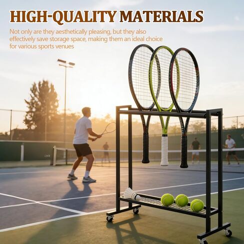 Gisafai Tennis Racket Storage Rack Large Capacity Steel Badminton Storage Organizer Holder with Wheels Tennis Racket Holder for Training Ground School Gym Club in Saudi Arabia