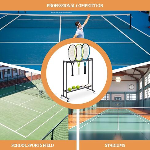 Gisafai Tennis Racket Storage Rack Large Capacity Steel Badminton Storage Organizer Holder with Wheels Tennis Racket Holder for Training Ground School Gym Club in Saudi Arabia