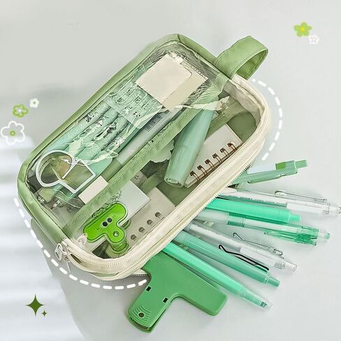 Double Layer Large Capacity Transparent Storage Bag, Green in Saudi Arabia