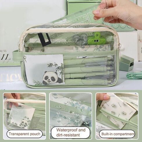 Double Layer Large Capacity Transparent Storage Bag, Green in Saudi Arabia