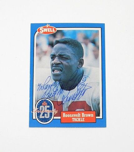 1988 Swell Football Greats Roosevelt Brown #20 Signed On Card Auto - Baseball Slabbed Autographed Cards in Saudi Arabia