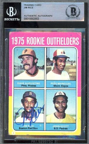 Jim Rice Beckett BAS Signed 1975 Topps Rookie Autograph - Baseball Slabbed Autographed Cards in Saudi Arabia