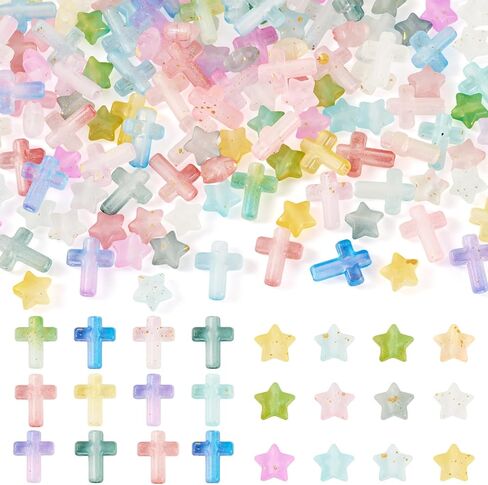 100Pcs Glow in the Dark Acrylic Cross Beads Crucifix Focal Beads White Cross Charms for Pens Keychain Crafts DIY Jesus Bracelet Rosary Jewelry Making Supplies 16x12mm in Kuwait