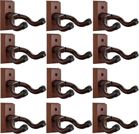 KKG 6 Pack Guitar Brown Wall Mount, Solid Wood U-Shaped Guitar Hanger for Acoustic, Electric Guitar, Banjo, Bass - Guitar Holder Hook Stand Wall Mount for Guitar Player in Kuwait
