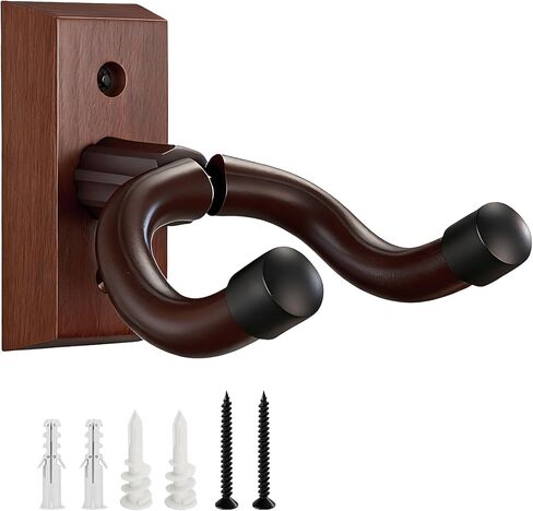 KKG 6 Pack Guitar Brown Wall Mount, Solid Wood U-Shaped Guitar Hanger for Acoustic, Electric Guitar, Banjo, Bass - Guitar Holder Hook Stand Wall Mount for Guitar Player in Saudi Arabia